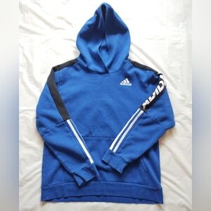 Adidas Blue Black Hoodie Sweatshirt Youth Boys' Size XL (18/20) Kangaroo Pocket